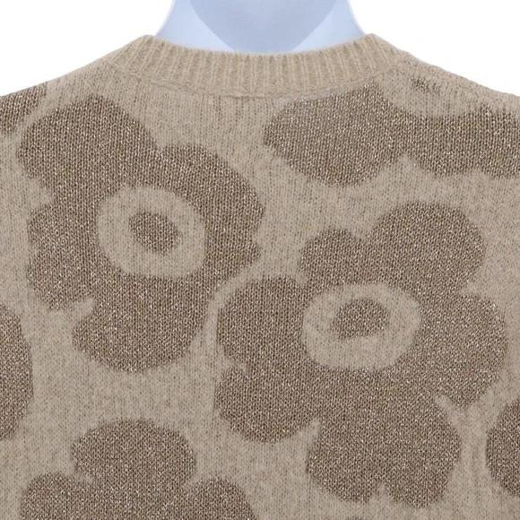 Alessia Santi Floral Jacquard Knit Sweater Italian Made Sparkle Boxy Fit - Picture 9 of 13